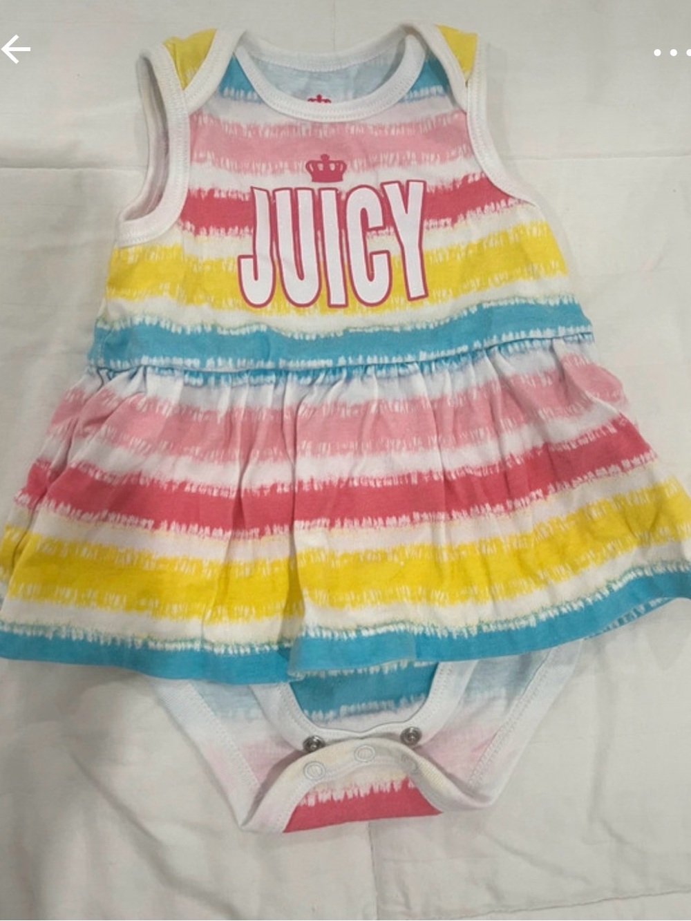 Juicy Couture Pink Yellow Blue Striped Baby Dress Bodysuit